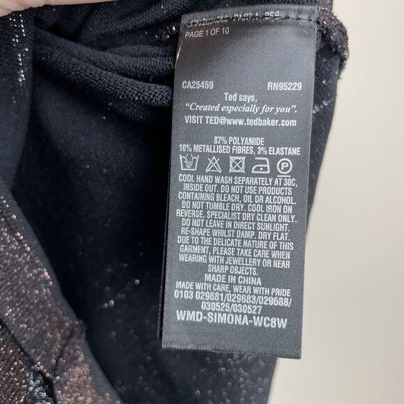 Ted Baker Simona Bow Detail Knitted Bodycon Dress, Black Size 2 US Cocktail - Picture 6 of 10